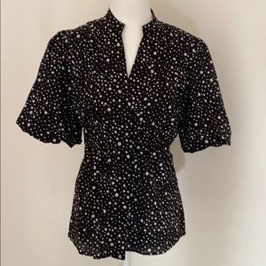 LAPIS ANTHROPOLOGIE Puff Sleeve Polka Dot Blouse S